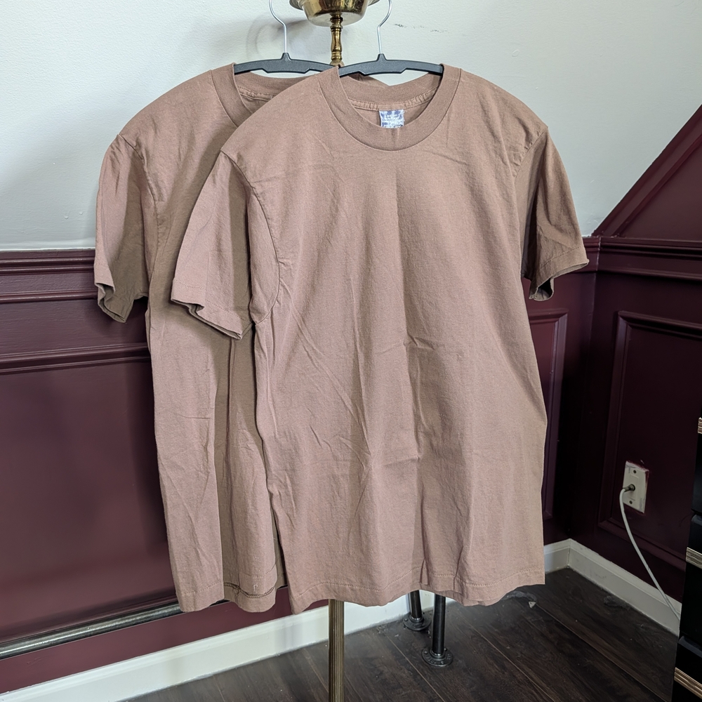 2-Pack Vintage Single Stitch DSPC By BVD Brown Black T-shirts Combed Cotton MiUS